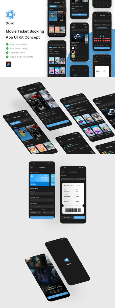 电影票预订应用App UI Kit (FIG)