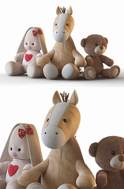 小马 兔子 熊等动物毛绒玩偶 公仔3D模型（OBJ,MAX）
