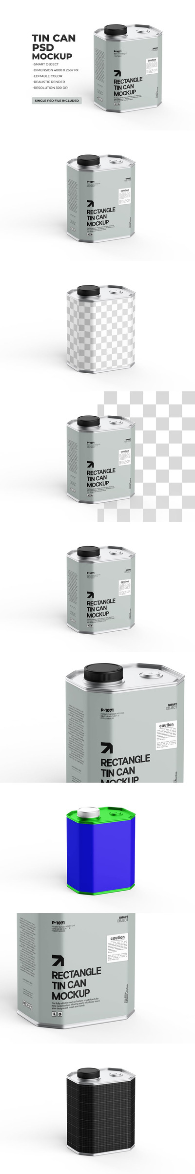 矩形油罐瓶 PSD 样机 (PSD)