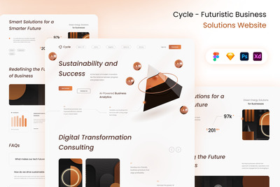 未来商业解决方案网站网页UI模板 (FIG,SKETCH,PSD,XD)