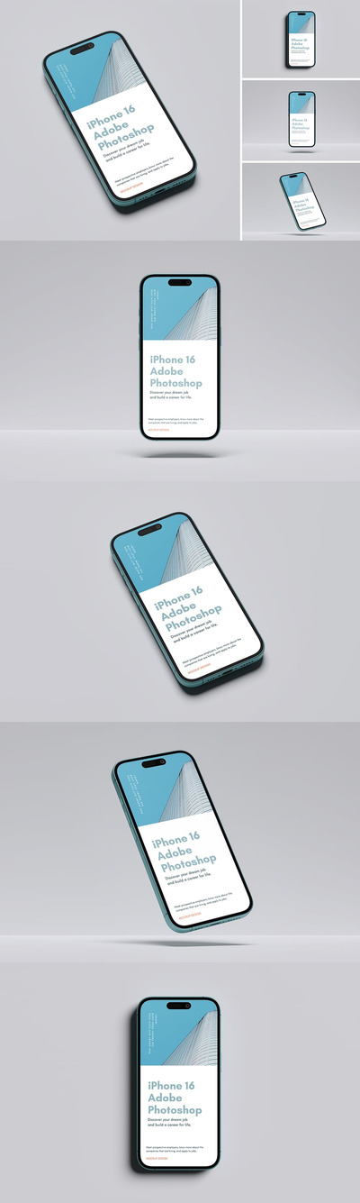 iPhone 16 手机样机 (PSD,PDF)