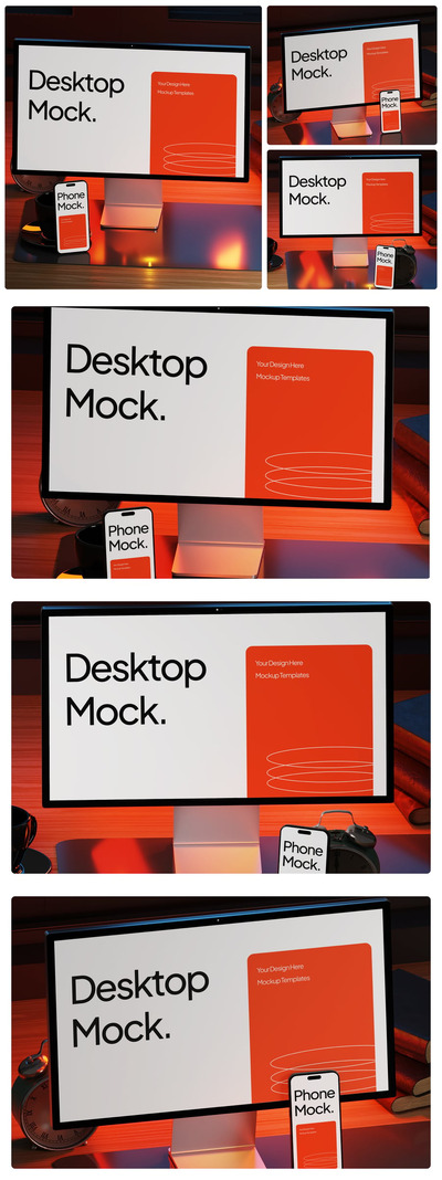 黑暗优雅的照明手机电脑设备样机 (PSD)