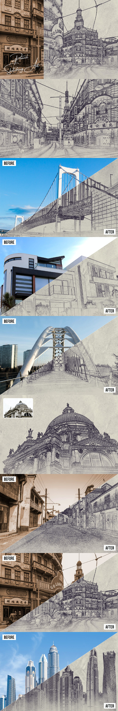 素描艺术 Photoshop 动作 (ATN,PAT)