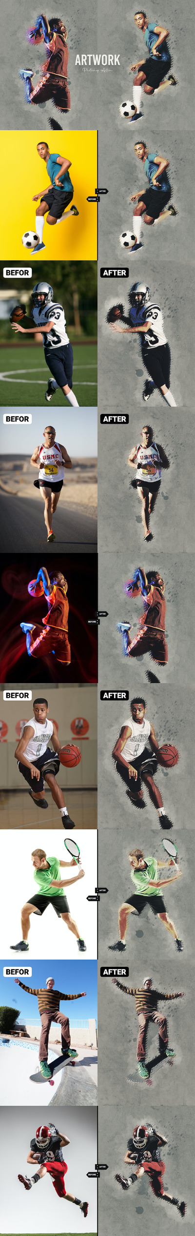 艺术作品 Photoshop 动作 (ABR,ATN,PAT)