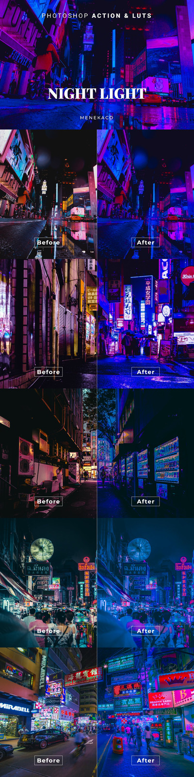 夜光 Photoshop 动作和 LUT (ATN)