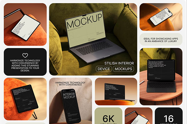 精致的的室内环境iPhone、iPad 和 MacBook产品样机大合集（PSD）