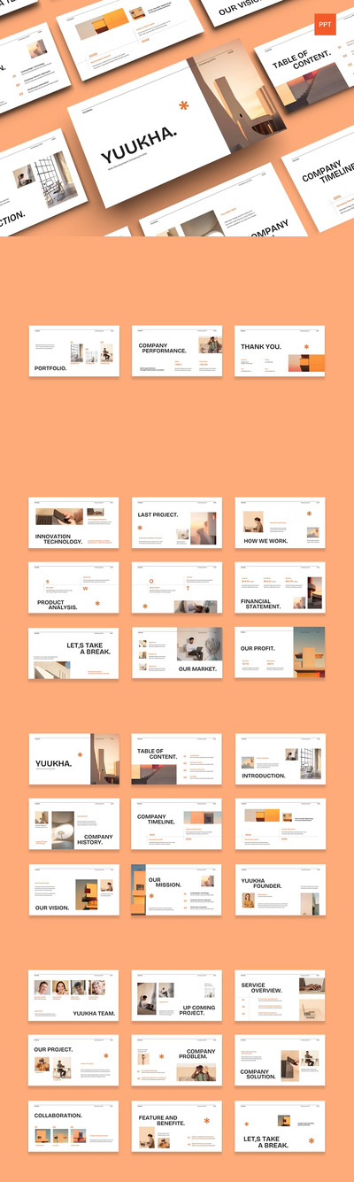 橙色现代简约公司简介PPT模板  (PPT,PPTX)