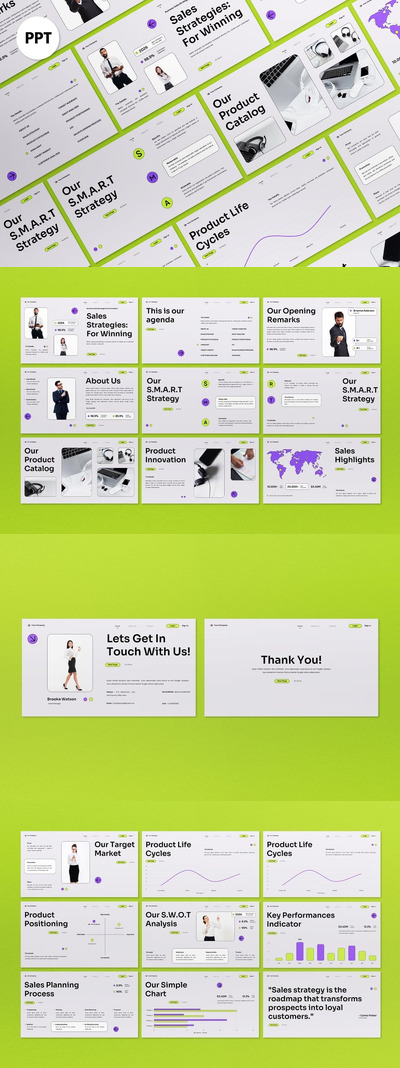 紫色现代销售策略计划PPT模板  (PPT)