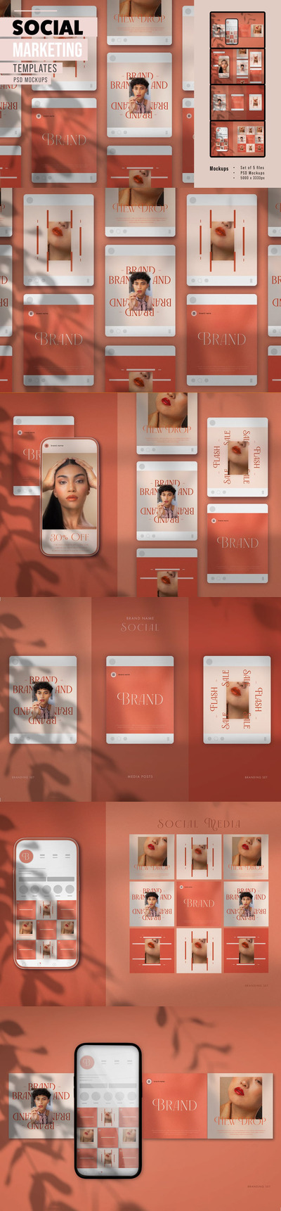 社交手机UI中的图片展示样机 (PSD)