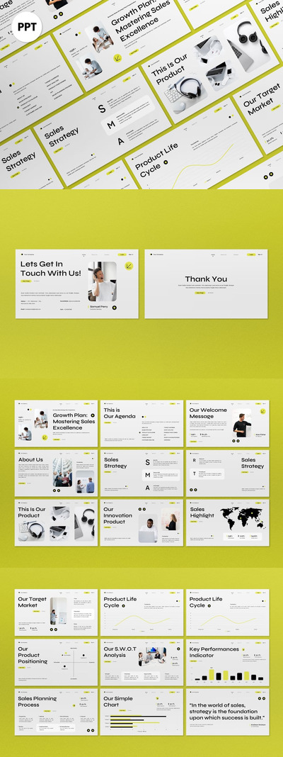 绿色现代销售策略计划PPT模板 (PPT)