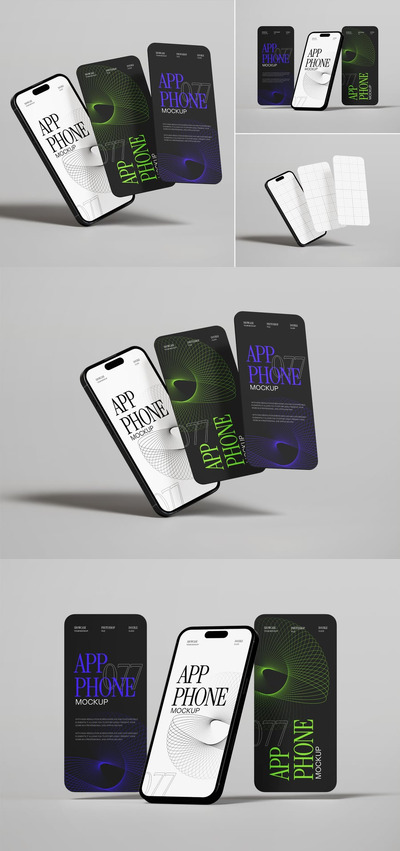 iPhone 16 移动APP页面展示样机 (PSD)