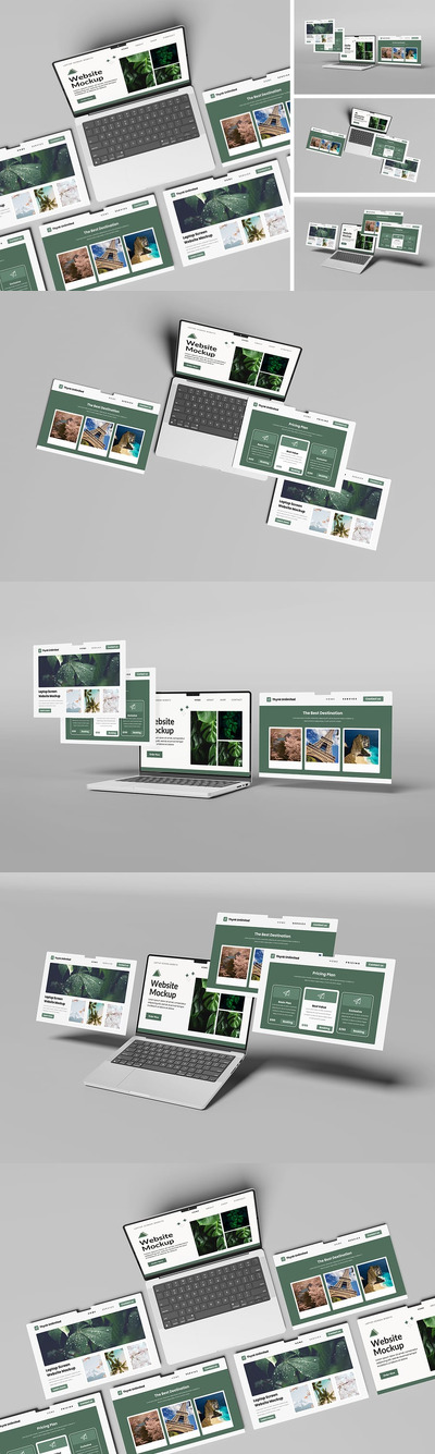 笔记本电脑屏幕和网站样机 (PSD,PDF)