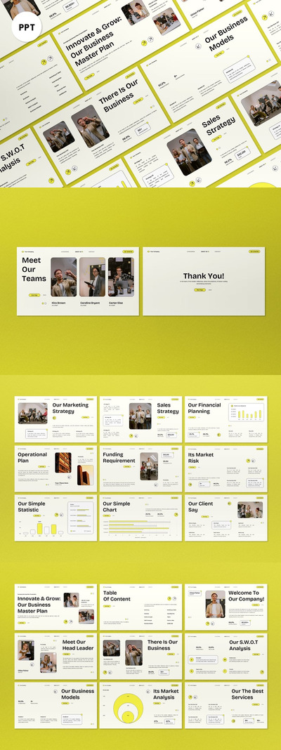 白色创意现代商业计划PPT模板 (PPT)