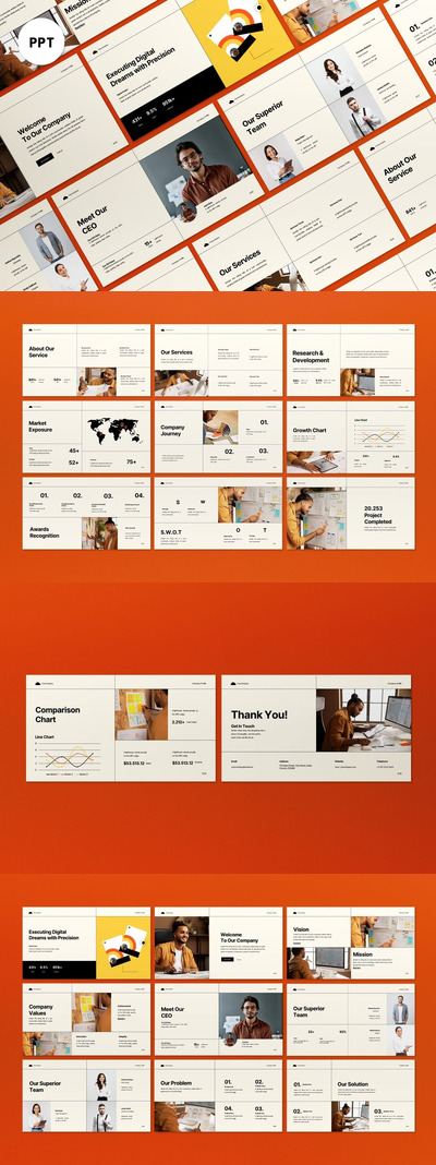 奶油数字项目经理PPT模板 (AI,PSD)