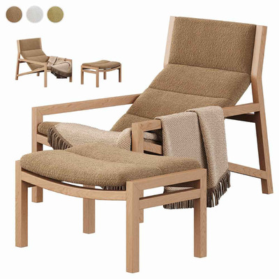 带脚凳的Jardan Lake扶手椅 躺椅3D模型（OBJ,MAX）