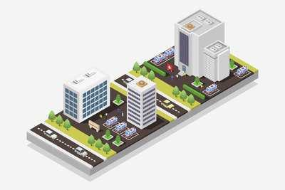 3D风格等距医院场景矢量插画 (EPS,JPG)