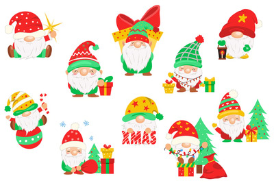 圣诞可爱侏儒套装 (AI,EPS,JPG,PNG,PDF,SVG)
