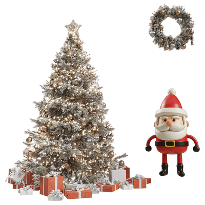 圣诞树 圣诞老人 花环等圣诞节新年装饰品3D模型（OBJ,FBX,MAX）