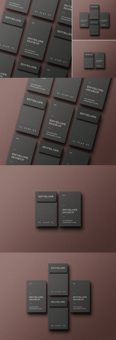 带信封样机集的名片 (PSD,JPG)