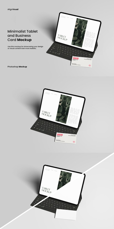 极简平板电脑和名片样机 (PSD)