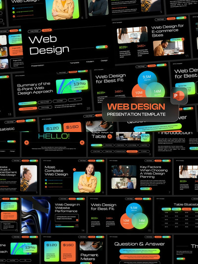 网页设计介绍PPT模板 (PPTX)