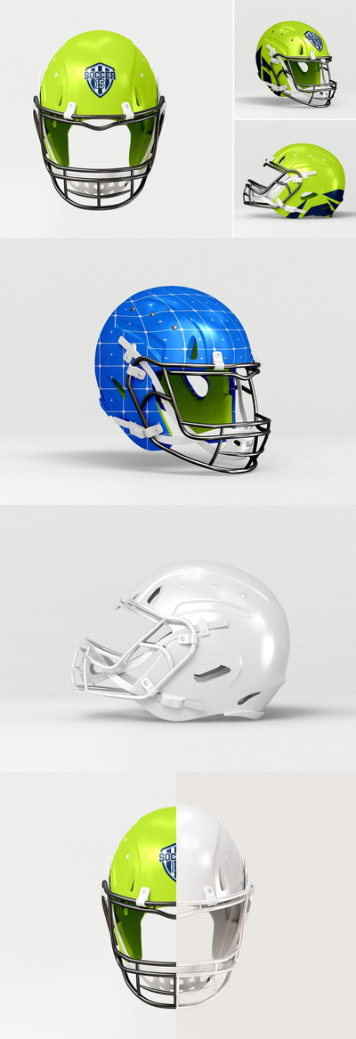橄榄球头盔样机套装 (PSD)