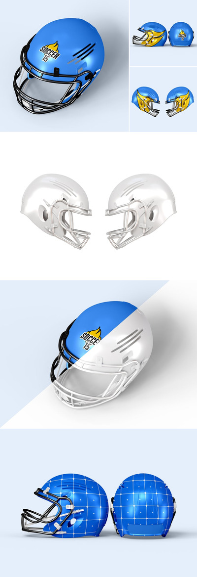 橄榄球/美式足球头盔样机套装 (PSD)
