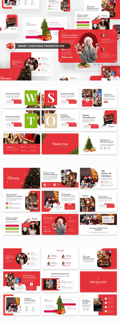 圣诞快乐新年快乐PPT模板 (PPTX)