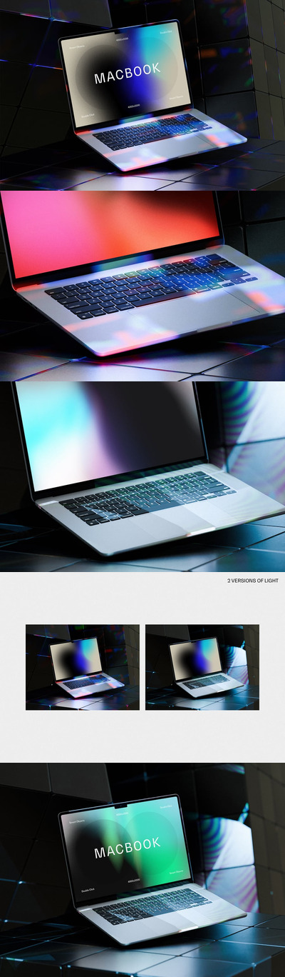 霓虹灯 Macbook Air 电脑样机 (PSD)