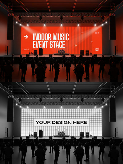 室内音乐活动舞台 LED 屏幕样机（PSD）