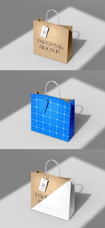 纸质购物袋品牌样机套装 (PSD)