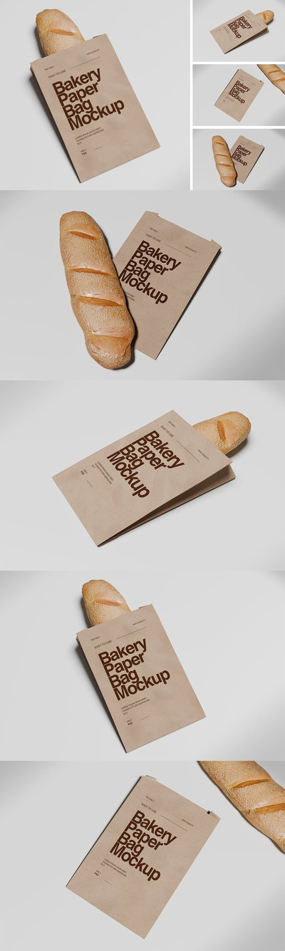 面包店纸袋样机 (PSD,PDF)