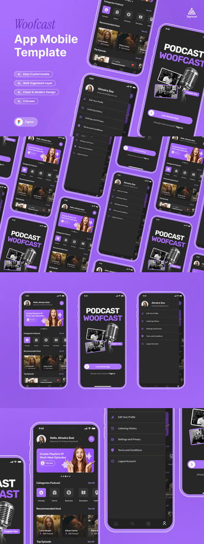 播客应用程序移动APP UI KIT (FIG)