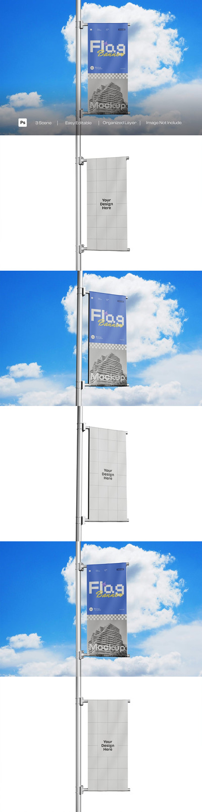杆旗横幅样机 003 (PSD)