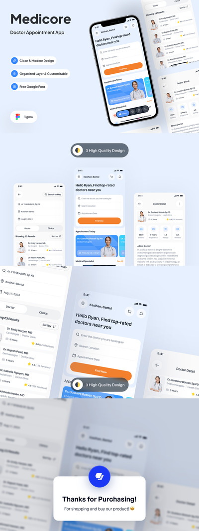 搜索医生页面APP UI KIT (FIG)