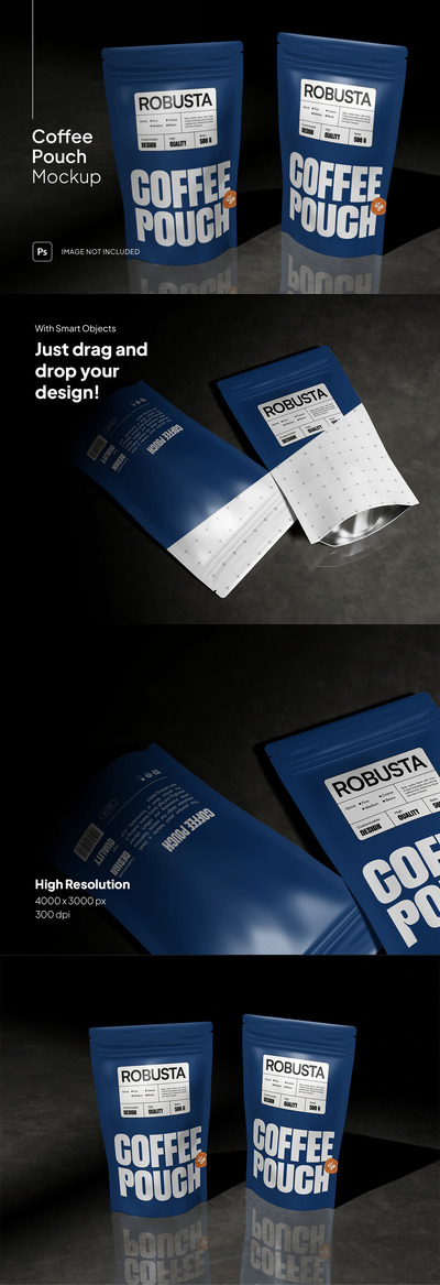 咖啡袋样机 (PSD)
