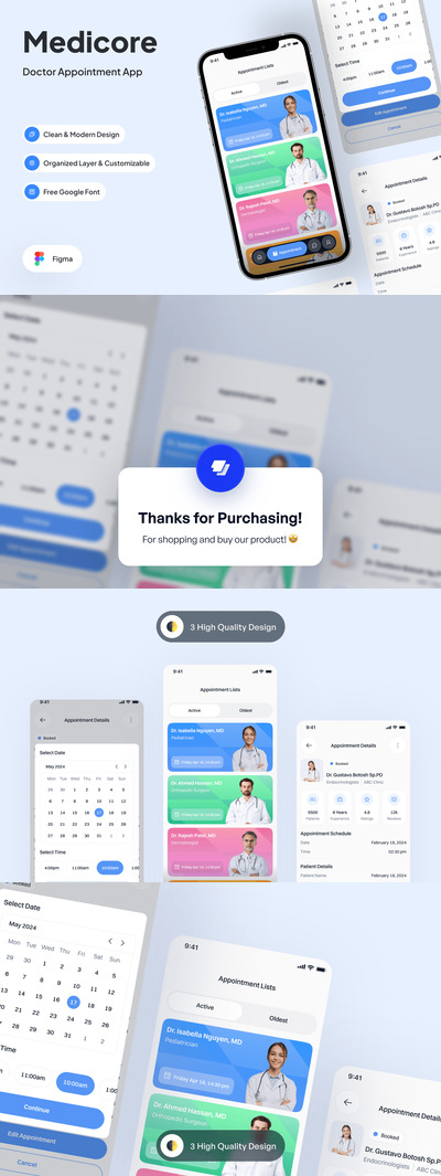 医疗预约页面APP UI KIT (FIG)
