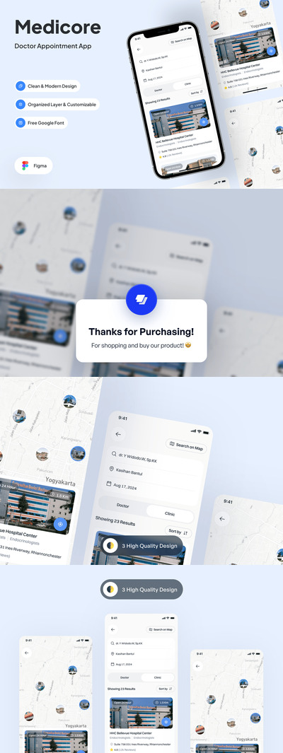 搜索医院页面APP UI KIT (FIG)
