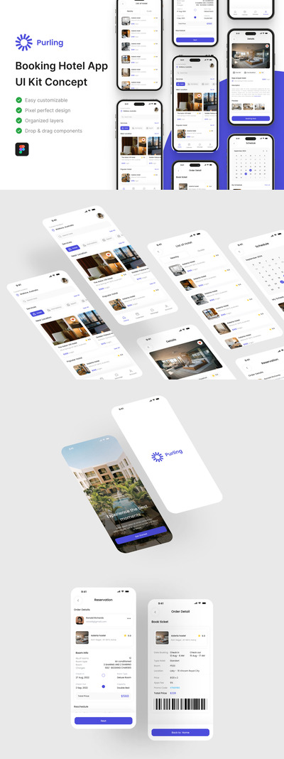 预订酒店移动应用 APP UI KIT (FIG)