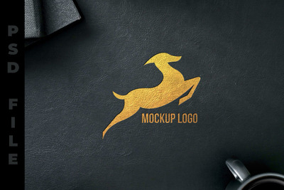 皮革金色徽标模板 (PSD,JPG)