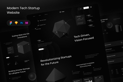 现代科技创业网站UI模板 (FIG,PSD,SKETCH,XD)