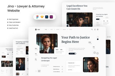 律师和律师网站UI模板 (FIG,PSD,SKETCH,XD)