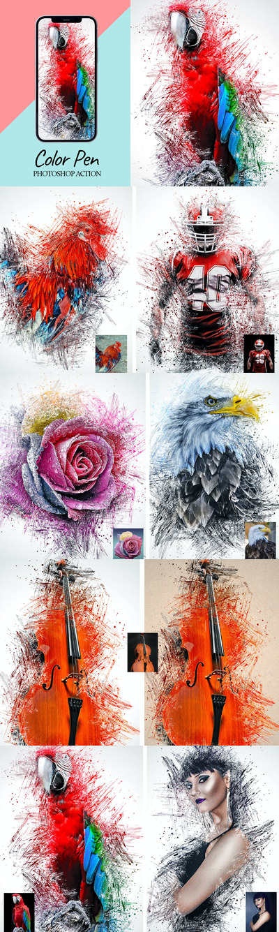 彩色笔 Photoshop 动作（ABR,ATN,PAT）