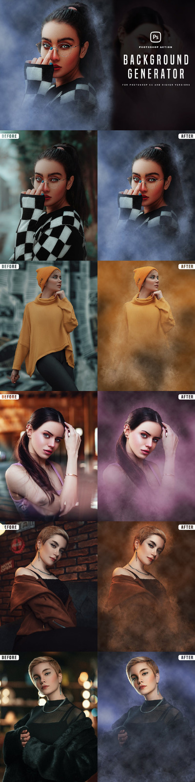 背景生成器 Photoshop 动作（ATN,ABR）