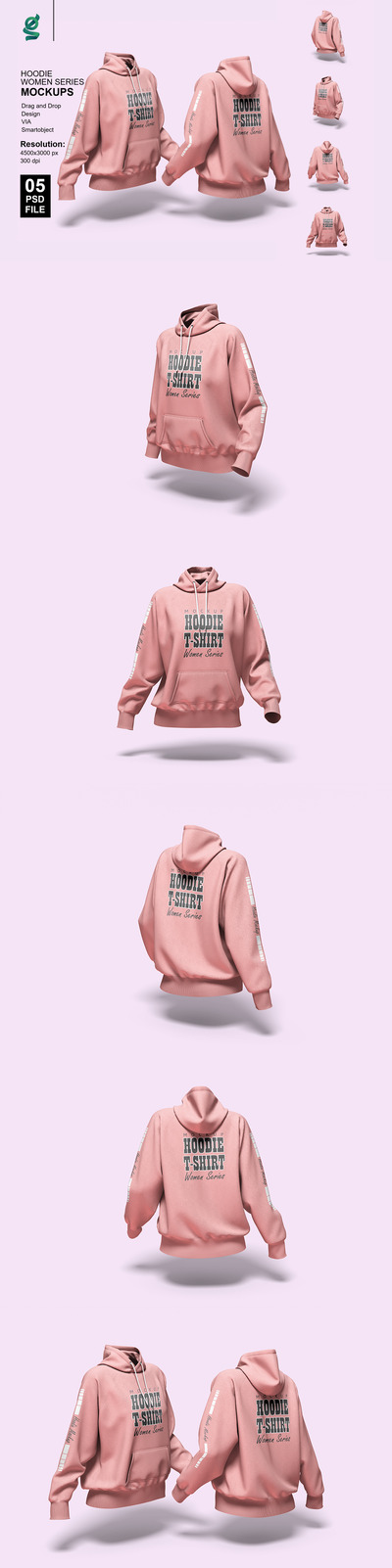 样机连帽衫女装系列 (PSD,PDF)