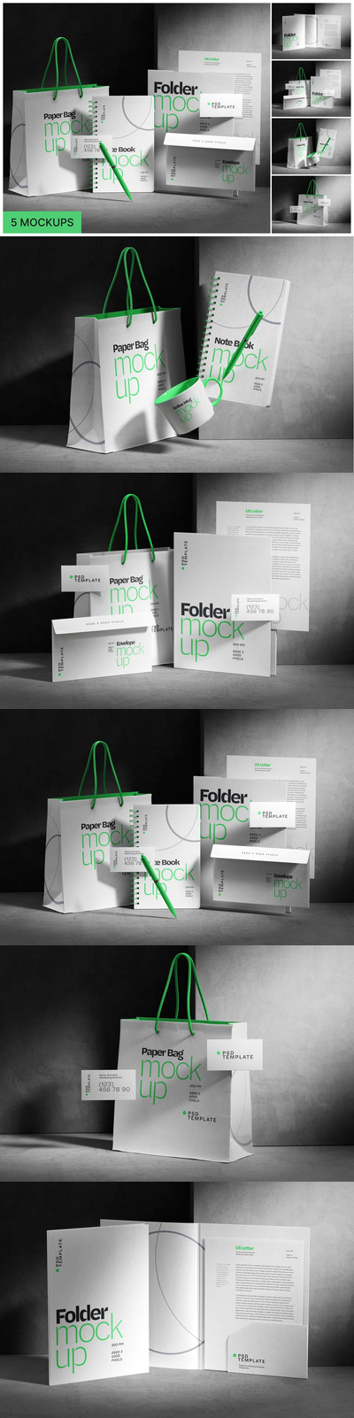 文具品牌样机套装，纸袋 (PSD)