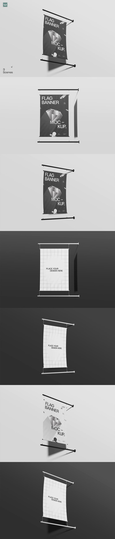 旗帜横幅样机| 004 (AI,EPS,PSD)