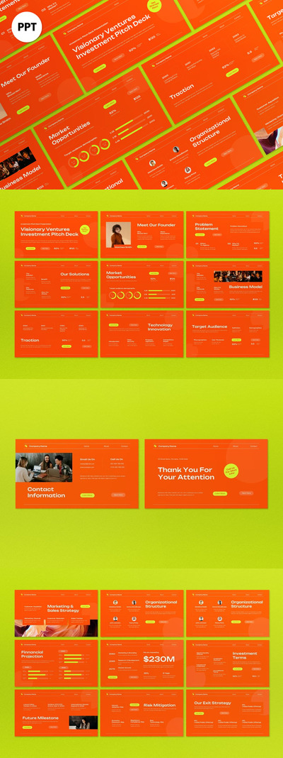 橙色极简商业投资PPT模板 (PPT,PPTX)