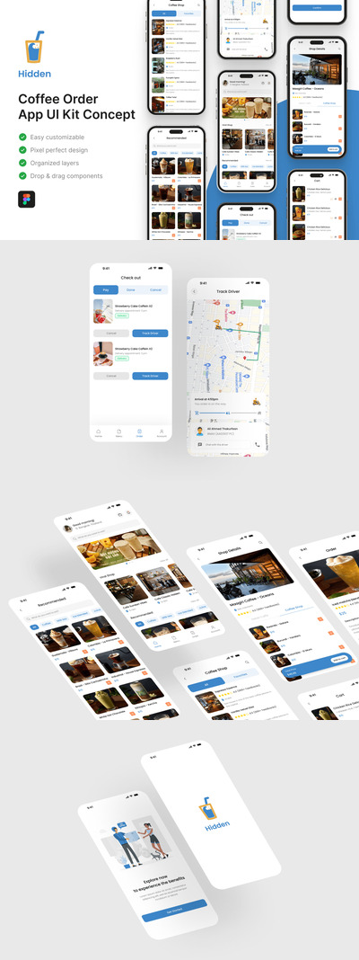 咖啡订购应用APP UI KIT (FIG)