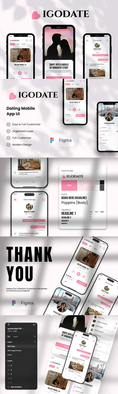 约会移动应用 APP UI KIT (FIG)